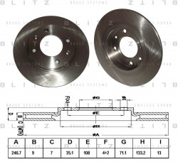 Диск тормозной задний с2, с3, с4, 307, Berlingo, Partner (арт. BS0134)
